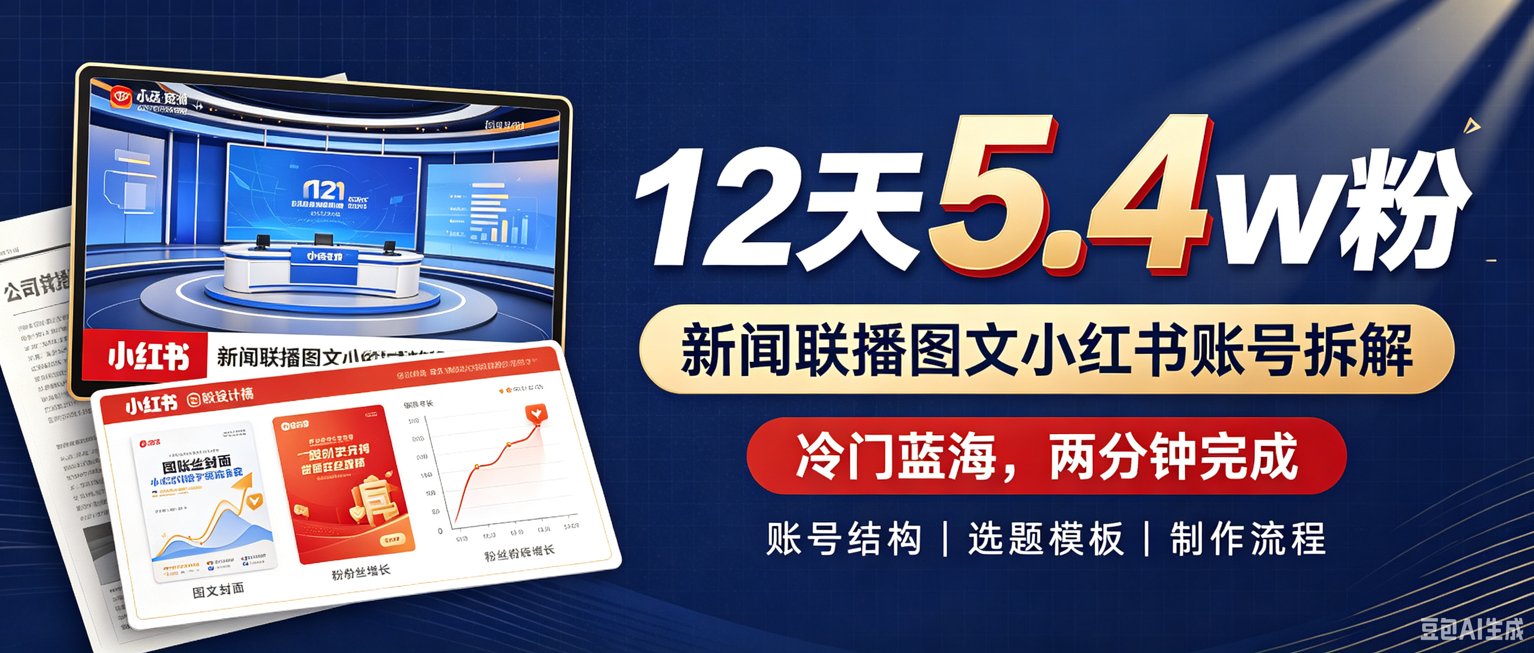12天5.4w粉,新闻联播图文小红书账号拆解,冷门蓝海,两分钟完成。 12天5.4w粉,新闻联播图文小红书账号拆解,冷门蓝海,两分钟完成。