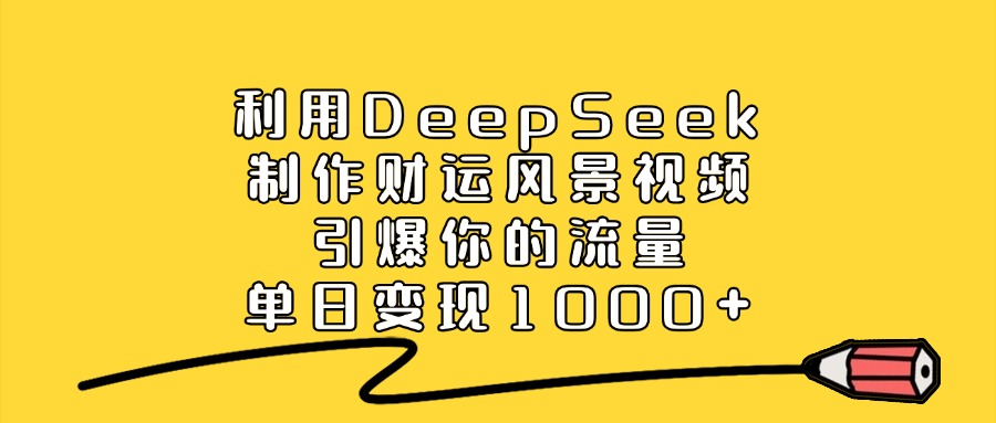 利用DeepSeek制作财运风景视频，做出爆款视频，单日变现1000+