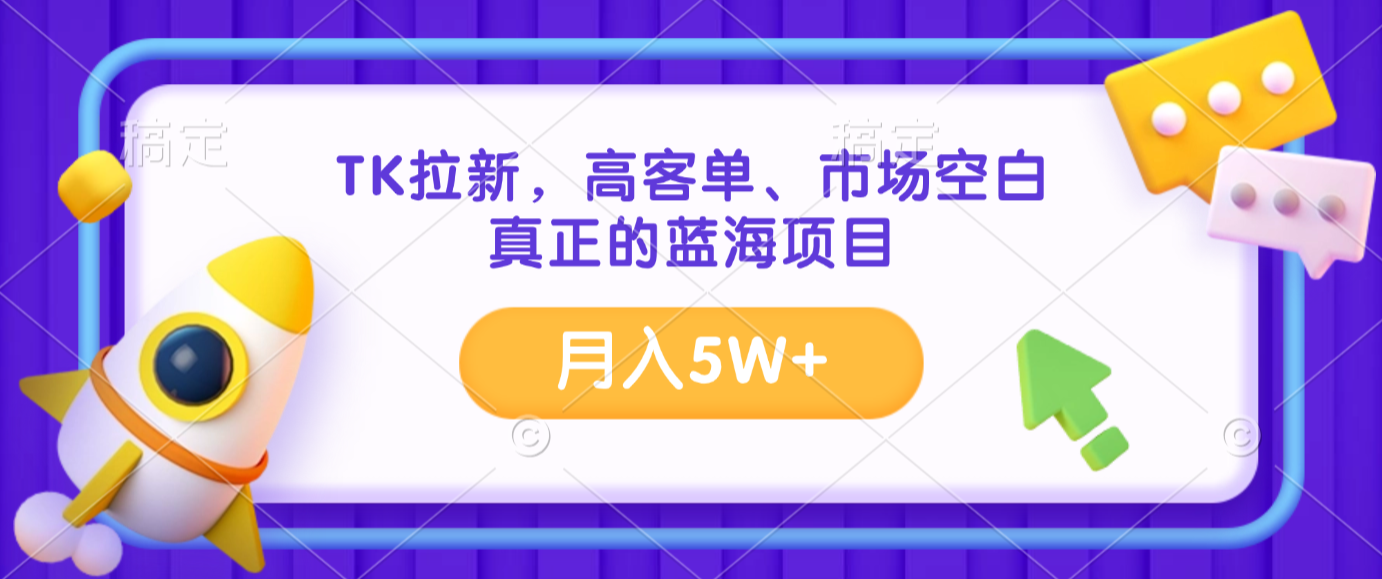 TK拉新，高客单、市场空白、正在的蓝海项目，月入5W+