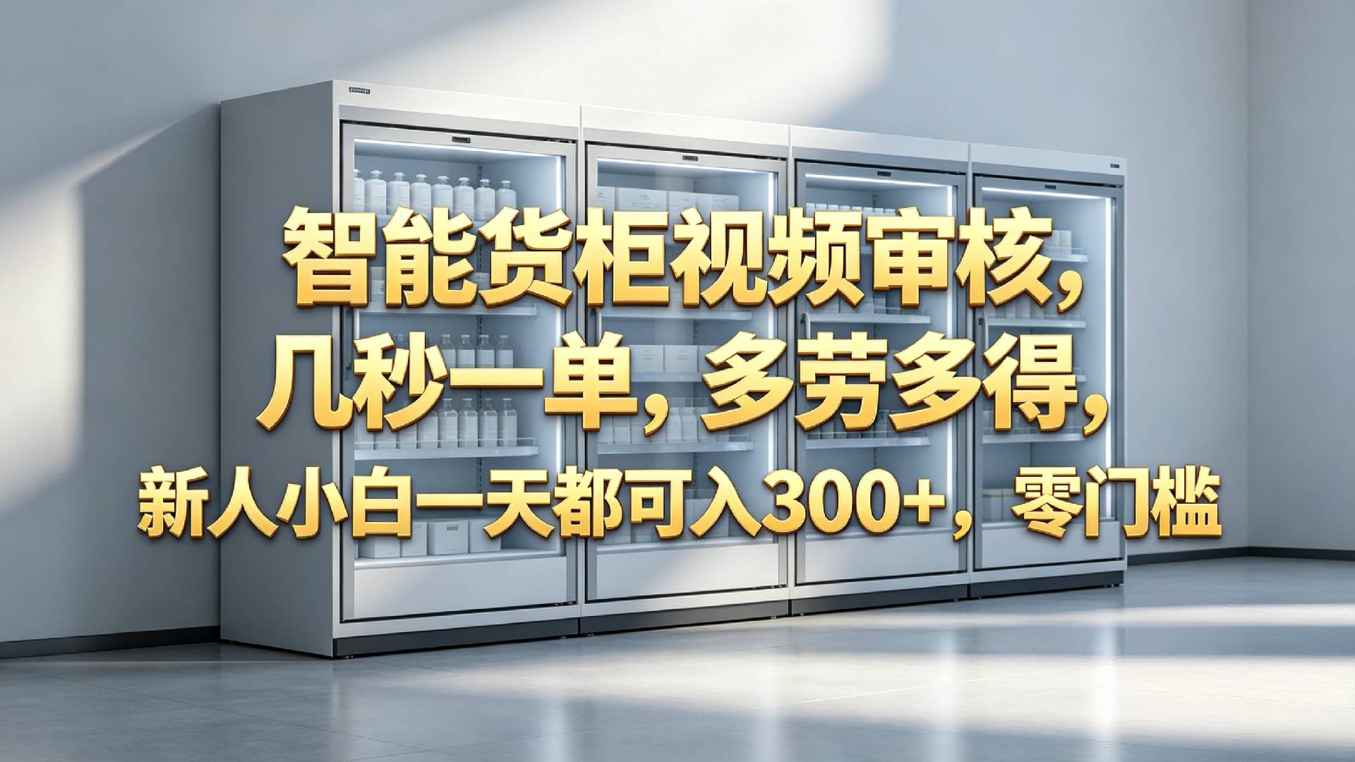 智能货柜视频审核，几秒一单，多劳多得，新人小白一天都可入 300+，零门槛
