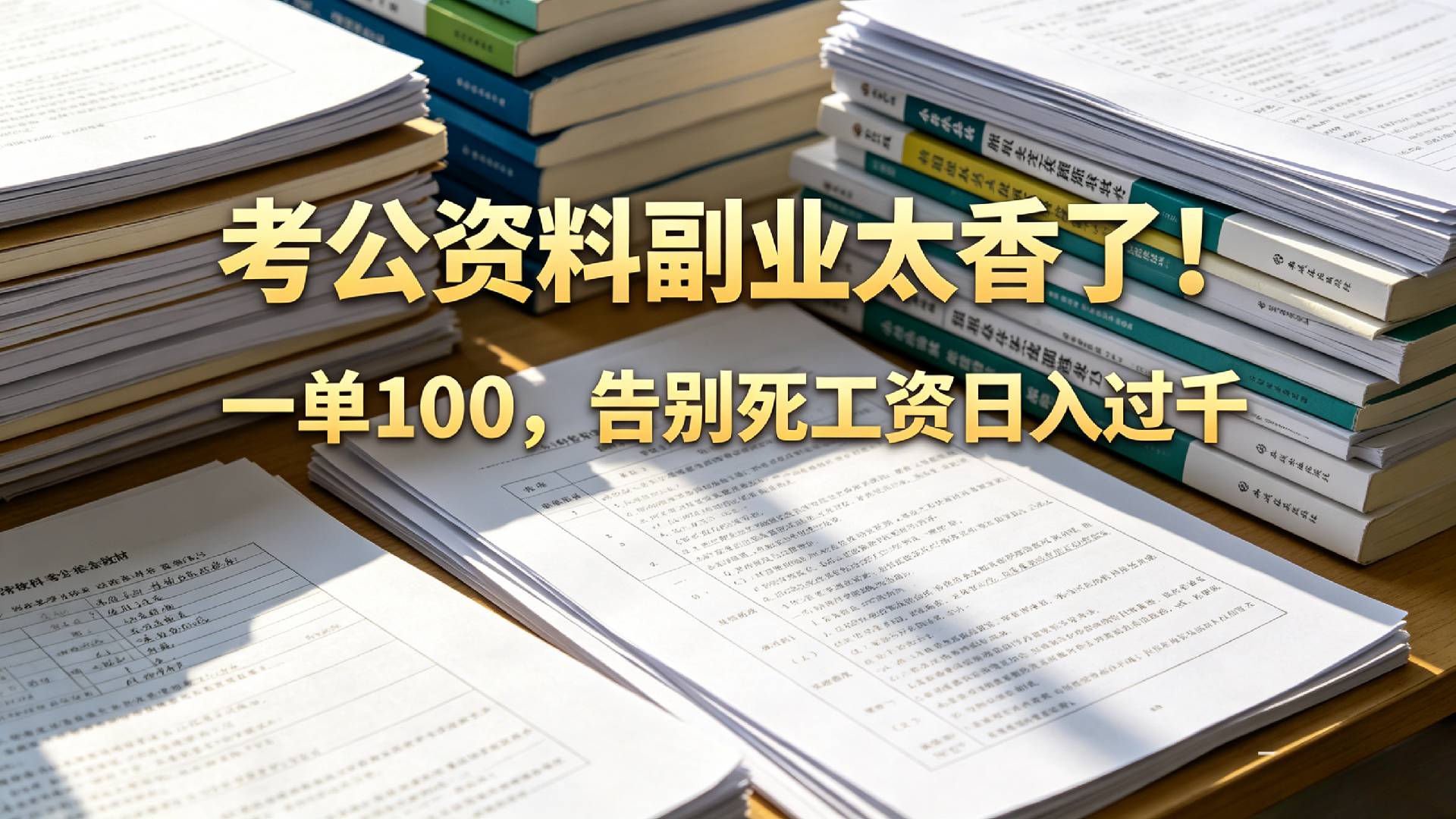 告别死工资，考公资料副业太香了！小红书1单100