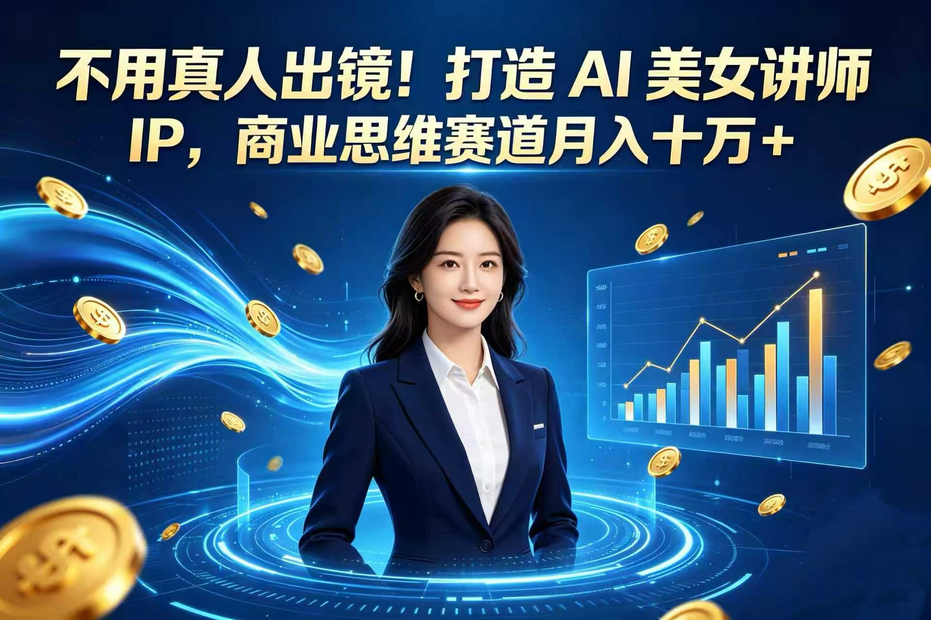 不用真人出镜！打造 AI 美女讲师 IP，商业思维赛道月入十万 +