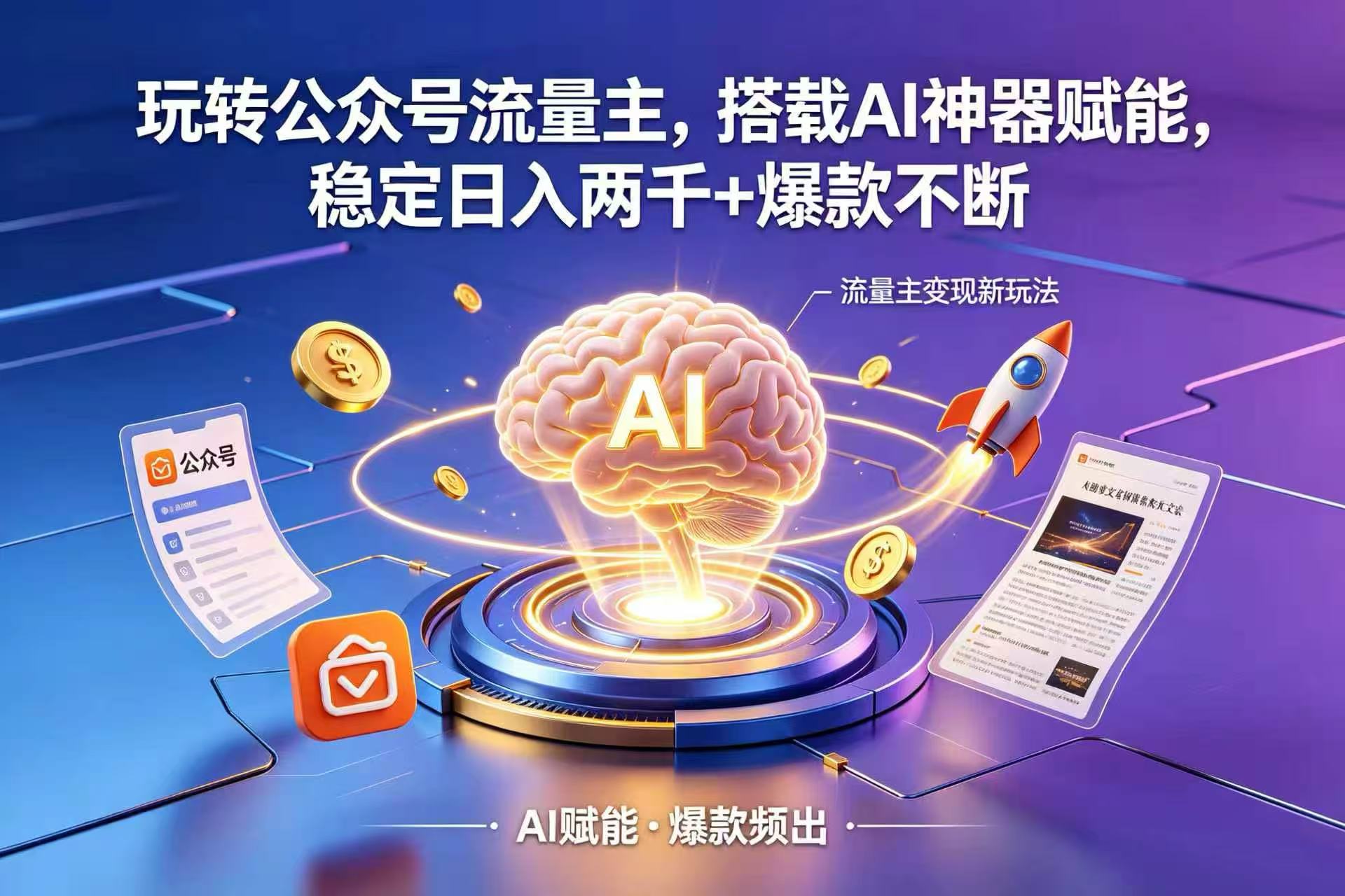 玩转公众号流量主，搭载 AI 神器赋能，稳定日入两千 + 爆款不断
