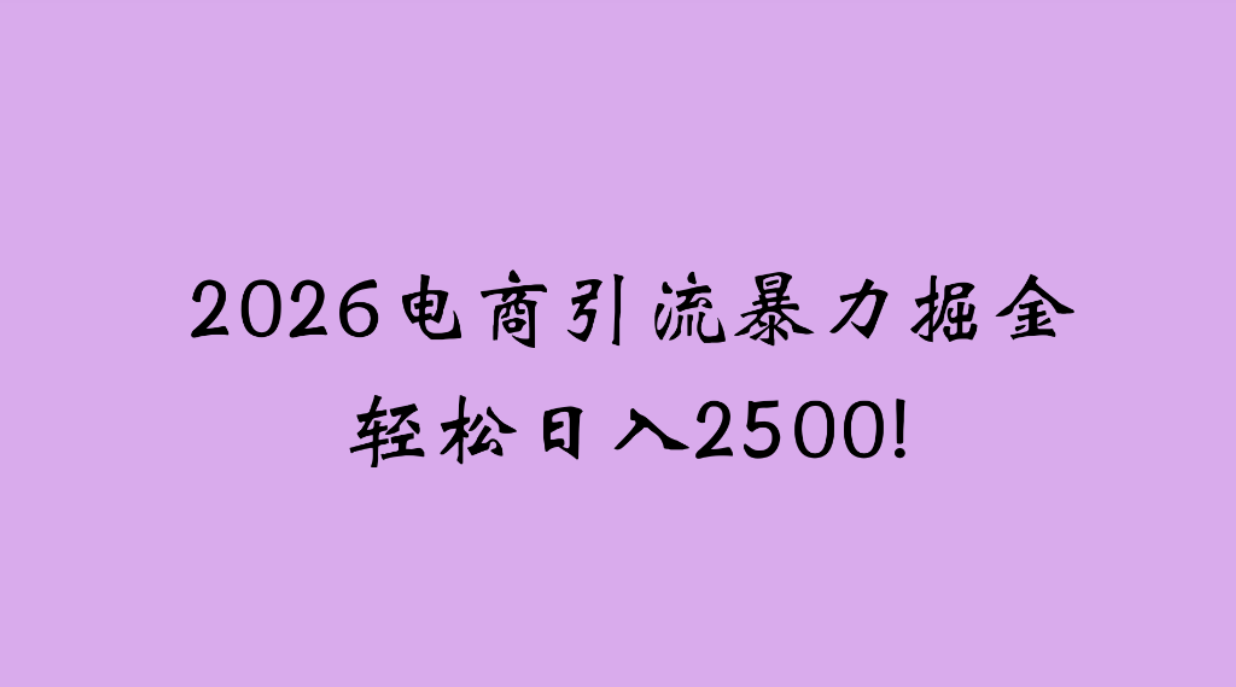 2026电商引流新玩法，日引200，日可入2500+