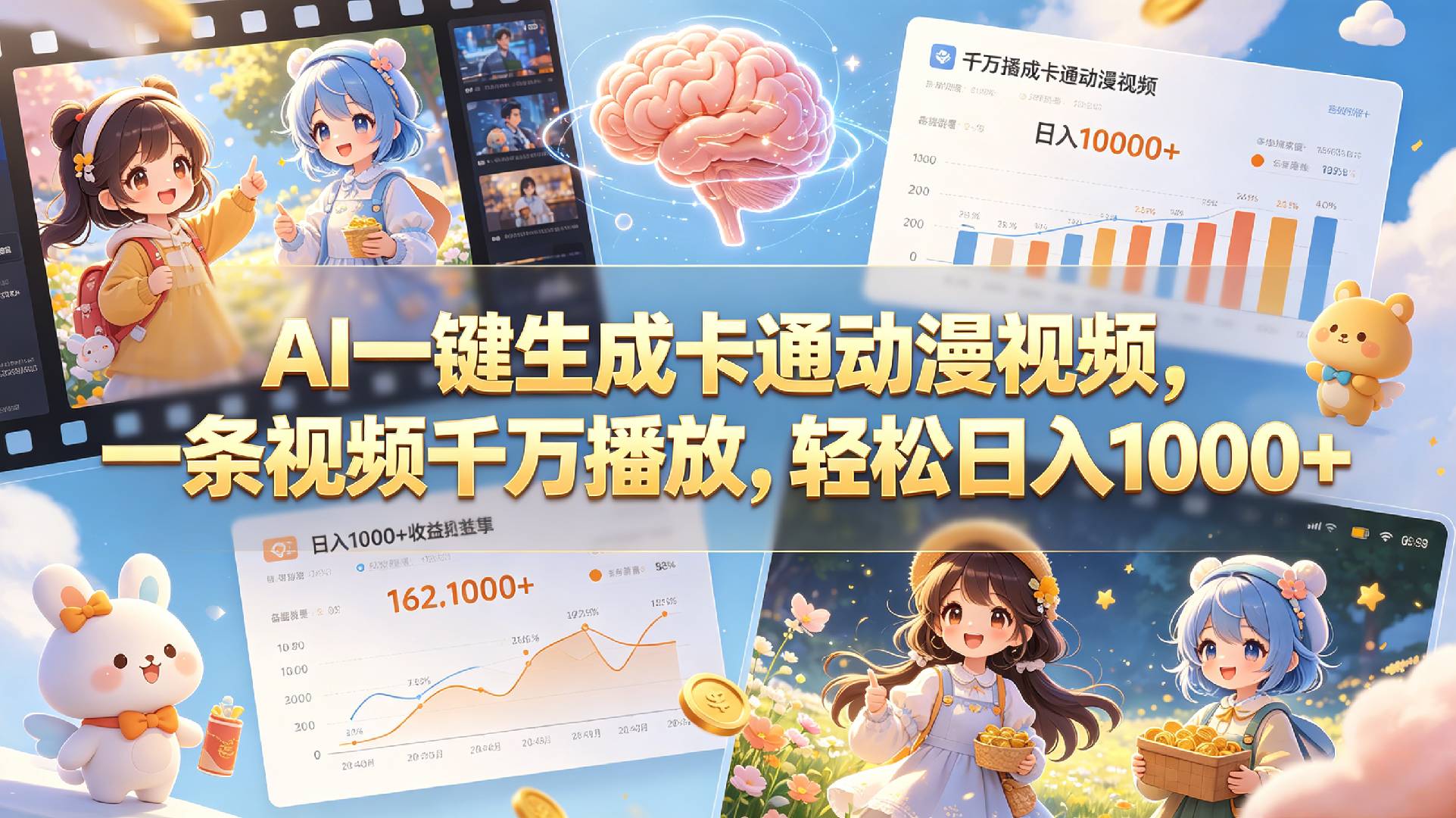 AI一键生成卡通动漫视频,一条视频千万播放,轻松日入1000+