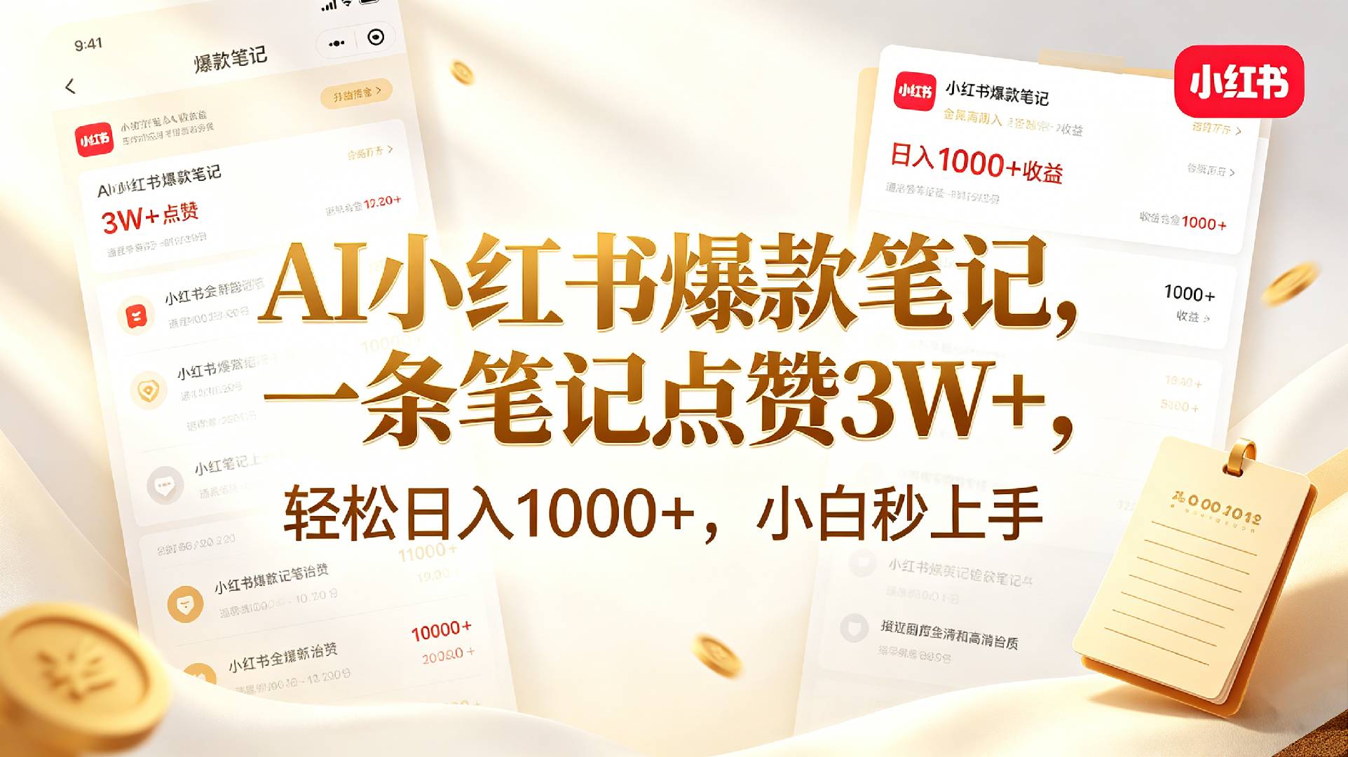 AI小红书爆款笔记，一条笔记点赞3W+，轻松日入1000+，小白秒上手