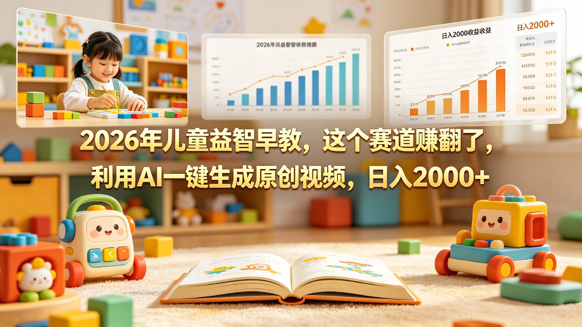 2026年就做儿童益智早教,这个赛道赚翻了,利用AI一键生成原创视频,日入2000+