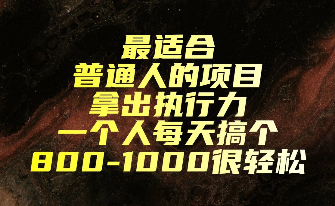 最适合普通人的项目，拿出执行力一个人每天搞个800-1000很轻松
