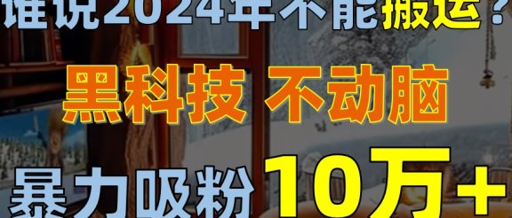 谁说2024年不能搬运？只动手不动脑，自媒体平台单月暴力涨粉10000+