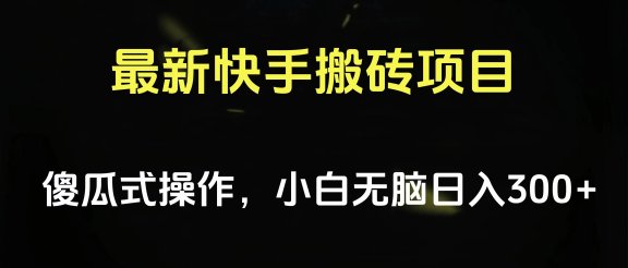 最新快手搬砖挂机项目，傻瓜式操作，小白无脑日入300-500＋