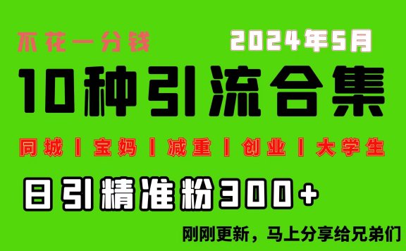 0投入,每天搞300+“同城、宝妈、减重、创业、大学生”等10大流量!