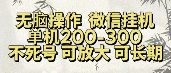 无脑操作微信视频号挂机单机200-300一天，不死号，可放大，工作室实测