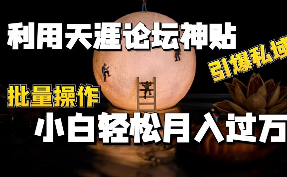 利用天涯论坛神贴,引爆私域,批量操作、小白轻松月入过万