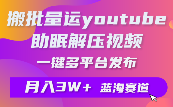 一键搬运YouTube解压助眠视频简单操作月入1W+