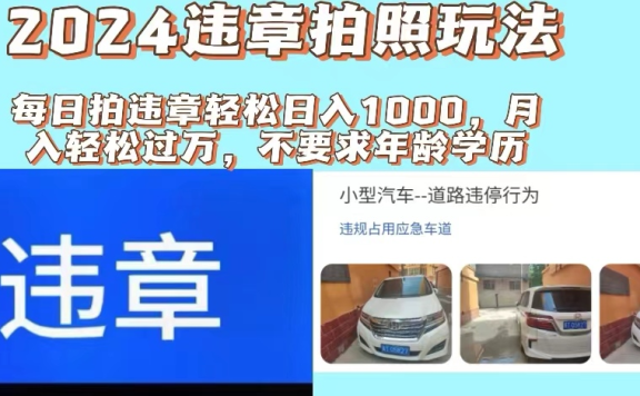 最新违章拍照+推广躺赚双模式玩法日入1000+