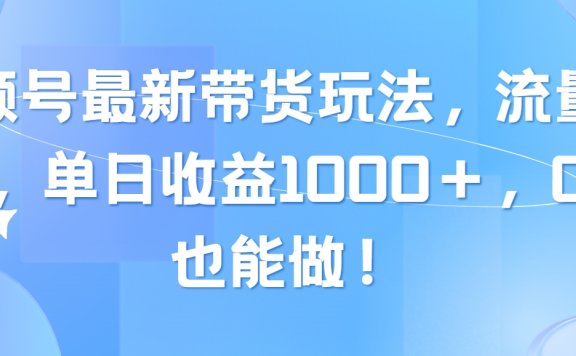 视频号最新带货玩法,流量爆炸,单日收益1000+,0粉也能做!