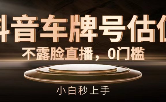 抖音车牌号估值,不露脸直播,0门槛,小白秒上手