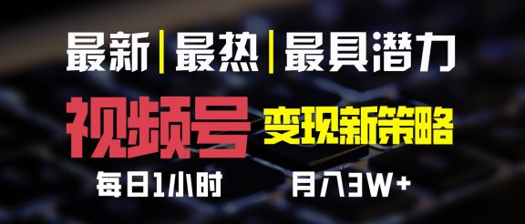 视频号变现新策略，每日一小时月入30000+