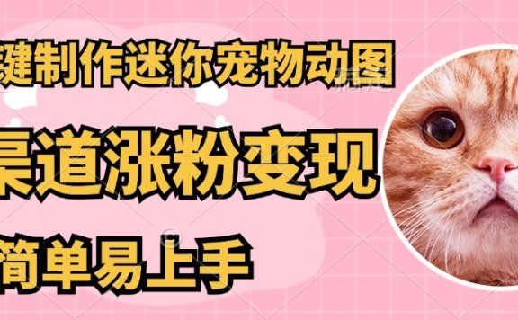 AI一键制作超迷你宠物图,多渠道涨粉变现,简单易上手