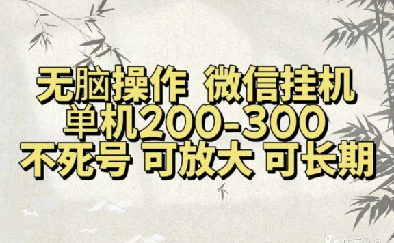 无脑操作微信视频号挂机单机200-300一天,不死号,可放大,工作室实测