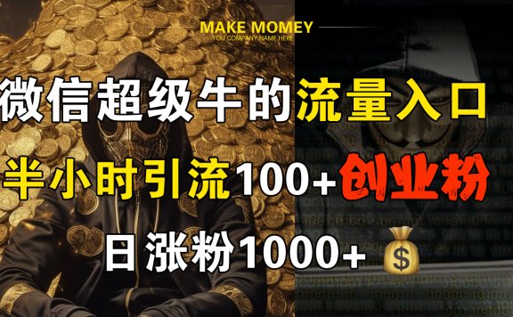 微信超级牛的流量入口,半小时引流100+创业粉,日涨粉1000+