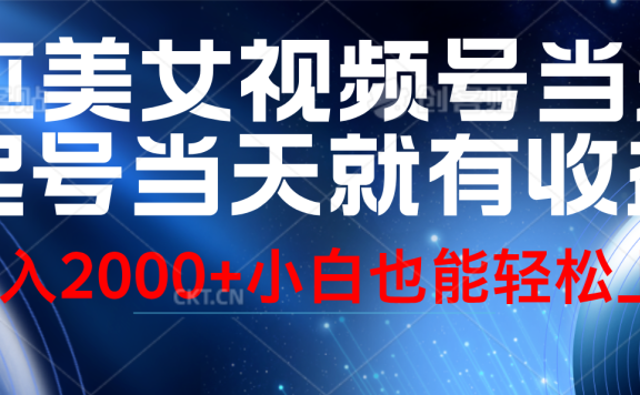视频号AI美女,当天起号,当天就能见收益,轻松日入2000+