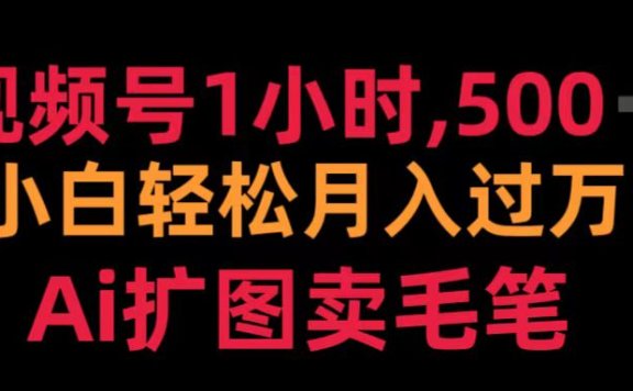 视频号1小时,500+ 小白轻松月入过万 Ai扩图卖毛笔