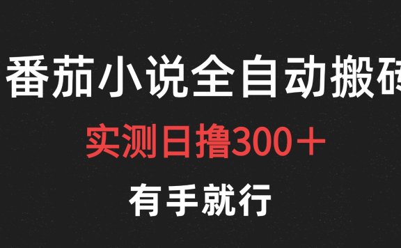 最新番茄小说挂机搬砖,日撸300+!有手就行,可矩阵放大