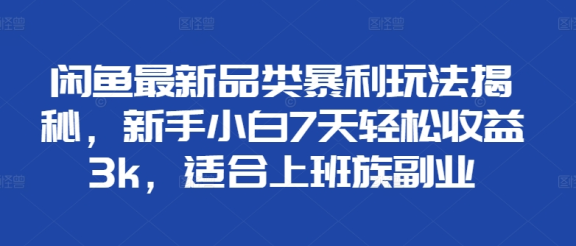 闲鱼最新品类暴利玩法揭秘,新手小白7天轻松赚3000+,适合上班族副业