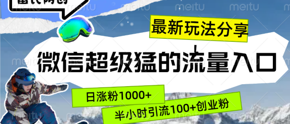 最新玩法分享！微信最猛的流量入口，半小时引流100+创业粉！！