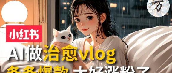 AI治愈系vlog动画视频，小红书7天 涨粉破千，商单报价1500+，0成本制作，日入2000+，有手就会 