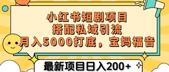 小红书短剧搬砖项目+打造私域引流， 搭配短剧机器人0成本售卖边看剧边赚钱，宝妈福音