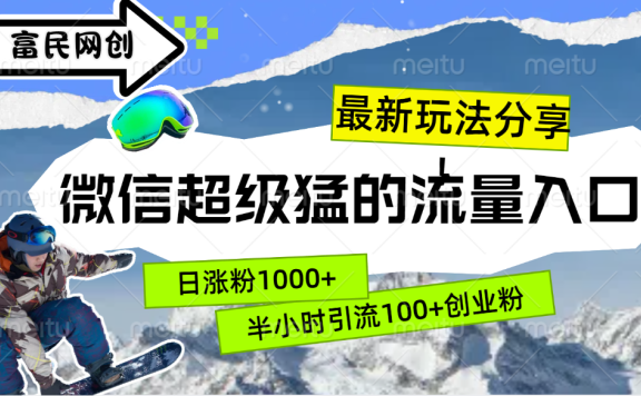 最新玩法分享!微信最猛的流量入口,半小时引流100+创业粉!!