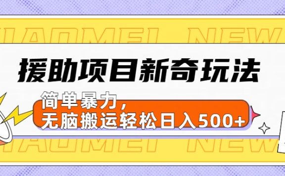援助项目新奇玩法,简单暴力,无脑搬运轻松日入500+【日入500很简单】