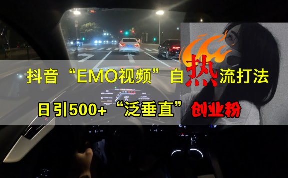 抖音EMO视频自热打法,日引500+创业粉“泛垂直”