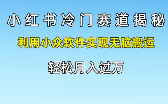 小红书冷门赛道揭秘,轻松月入过万,利用小众软件实现无脑搬运,