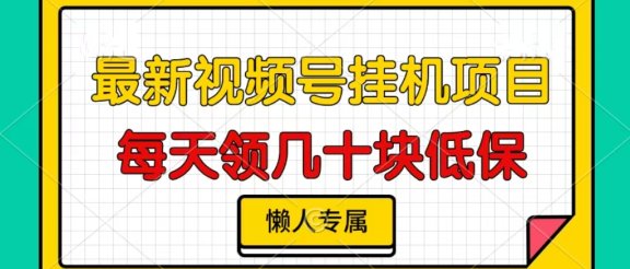视频号挂机项目，每天几十块低保，懒人专属！