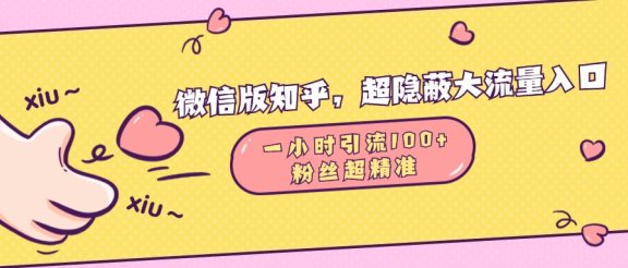 微信版知乎,超隐蔽流量入口,一小时引流100人,粉丝质量超高