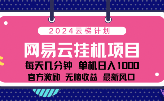 2024 11月份最新网易云云挂机项目!日入1000无脑收益!