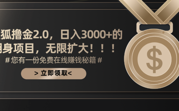搜狐撸金2.0,日入3000+,可无限扩大的翻身项目。