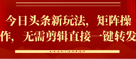 今日头条新玩法，矩阵操作，无需剪辑直接一键转发