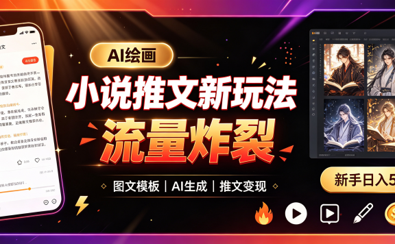 小说推文新玩法AI绘画，流量炸裂，新手日入500+