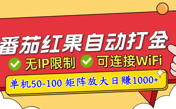 番茄红果广告自动打金暴力玩法,单机50-100,可矩阵放大操作日赚1000+,小白轻松上手!