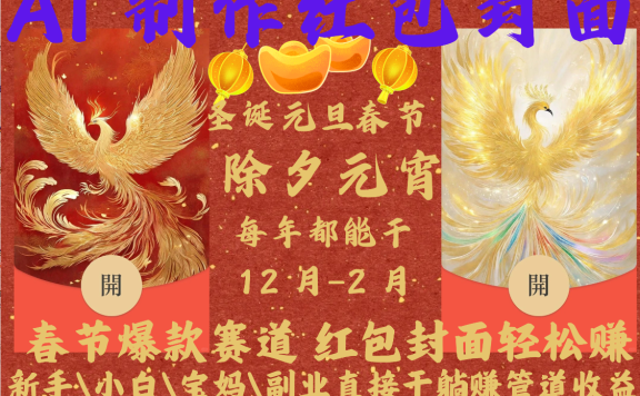 AI红包终于来了  春节谁不发红包?春节谁不领红包?一年一度红包封面,从圣诞干到元宵!你春节放假,红包封面还在帮你赚米!内含11种公域引流裂变+私域裂变实操 不影响你打牌喝酒约会!一键开店一键经营,一个假期轻松3W 抓紧冲!可分销可带徒