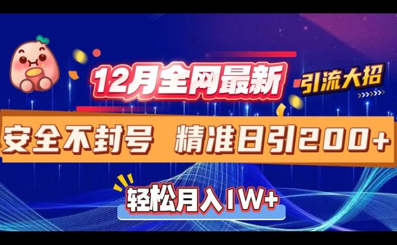 12月全网最新引流大招 安全不封号 日引精准粉200+