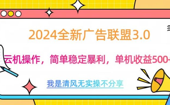 3.0最新广告联盟玩法,单机收益500+
