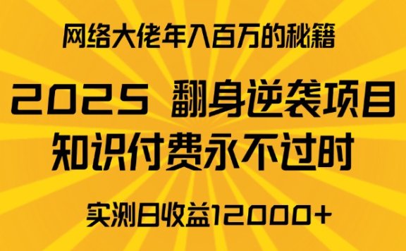 2025年翻身逆袭项目,知识付费永不过时