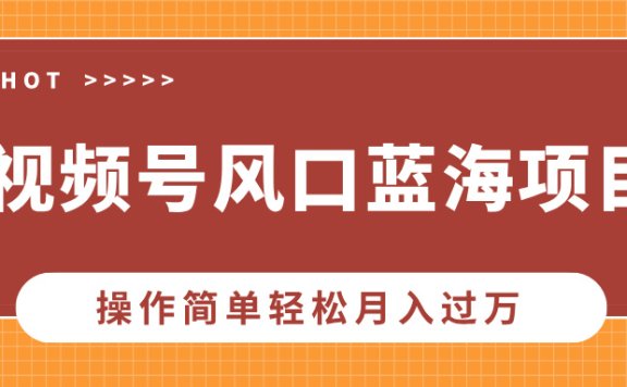 视频号风口蓝海项目,中老年人的流量密码,操作简单轻松月入过万