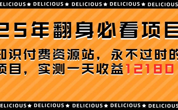 25年必看翻身项目,知识付费网创资源站,让你再做20年的项目
