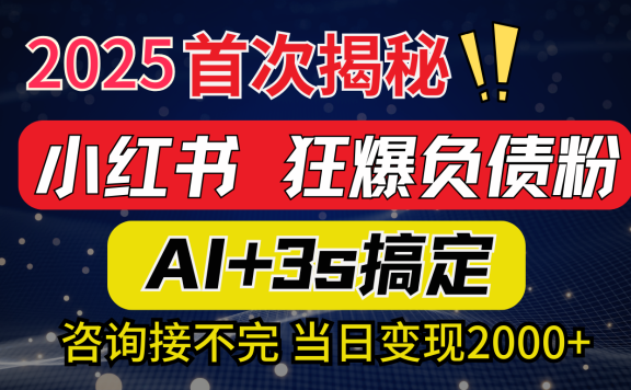 2025引流天花板：最新小红书狂暴负债粉思路，咨询接不断，当日入2000+